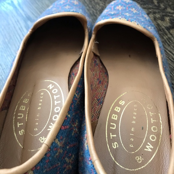 Stubbs & Wootton Blue Patterned Loafers Flats - Picture 5 of 5